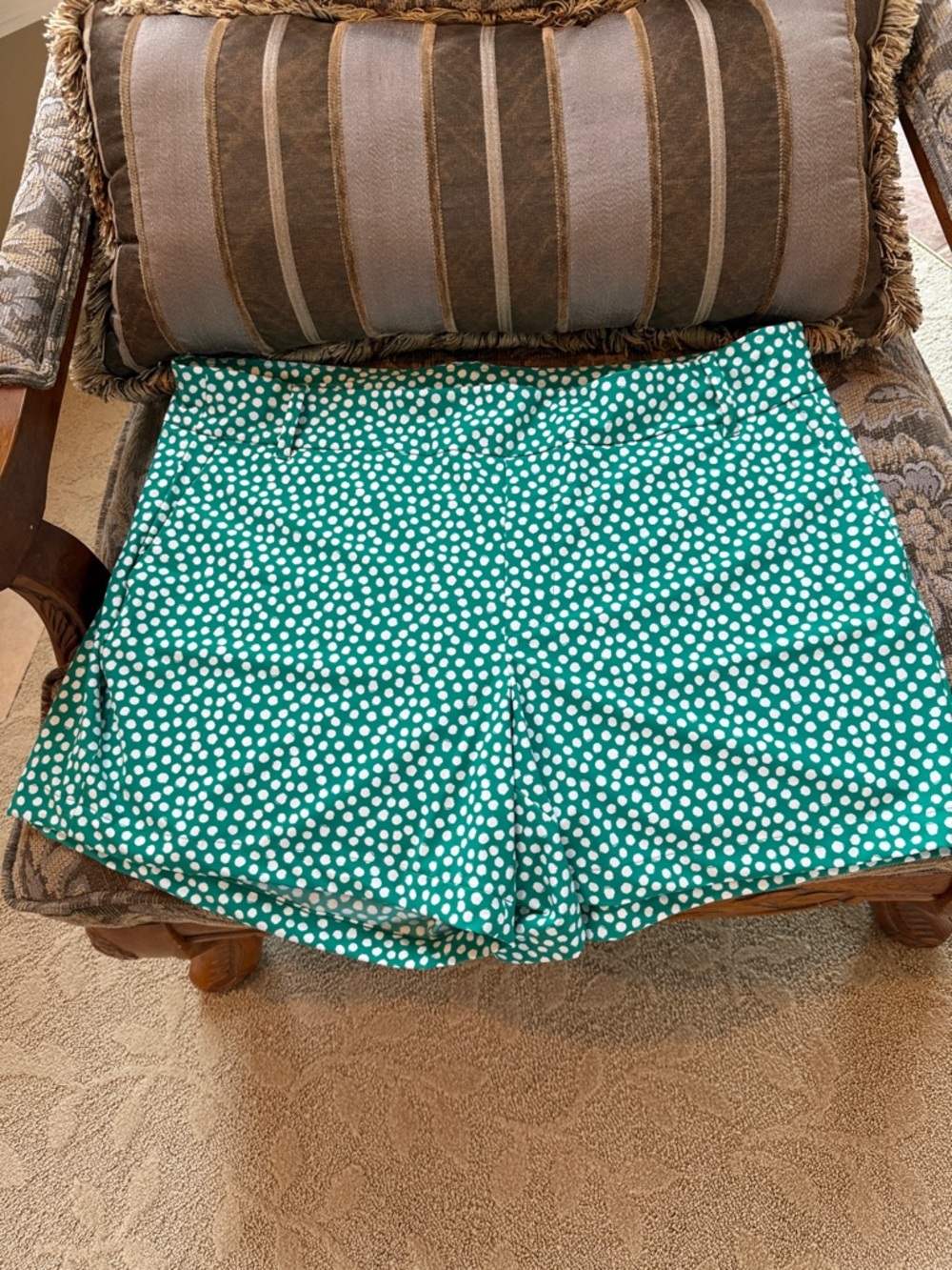 SPANX Kelly Green and White Polka Dot High-Waist Women’s Shorts